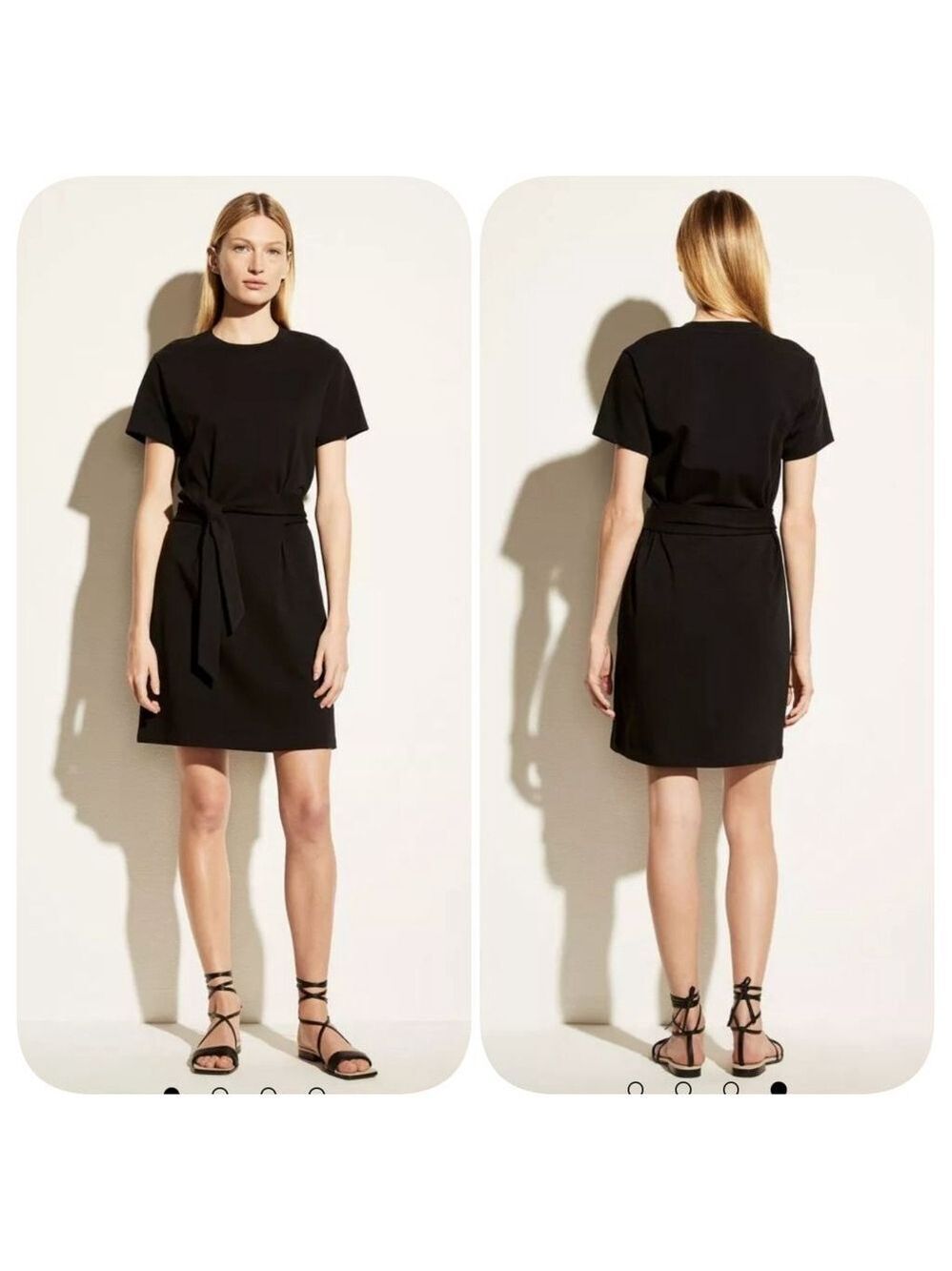 NWOT Vince Short Sleeve Tie Waist Dress Sz L Black